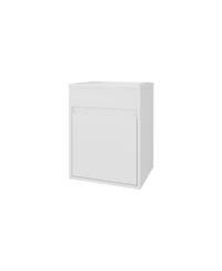 Fm Furniture White Bathroom Floating Vanity with Sink, 1 Door, White