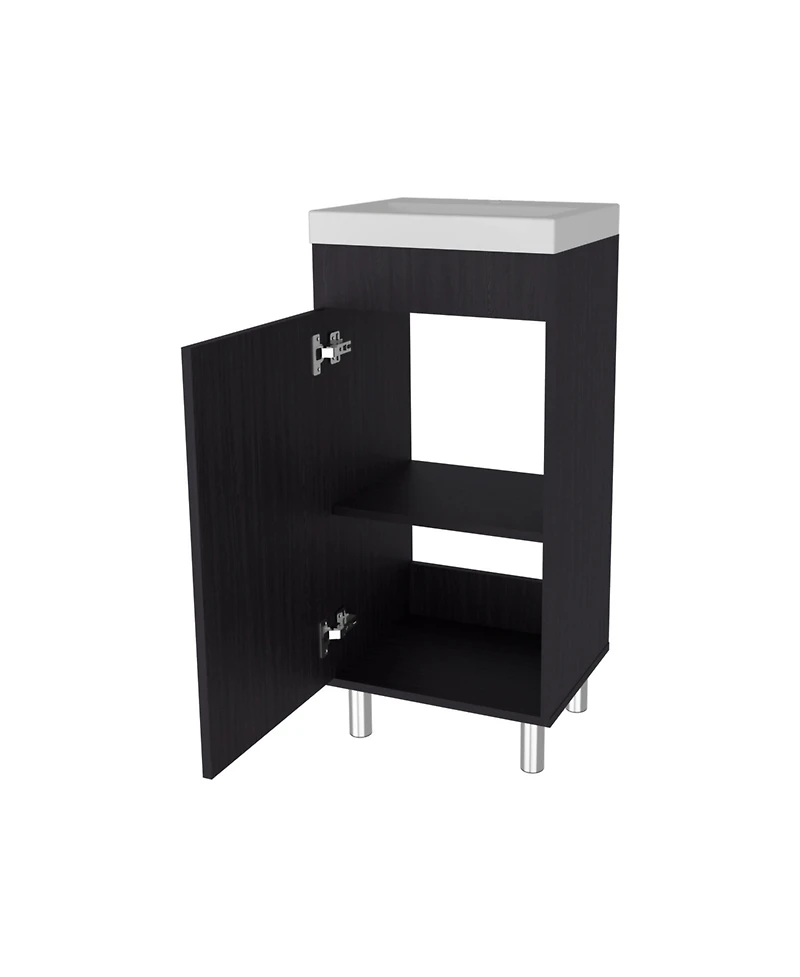 Fm Furniture Oracle Bathroom Vanity, Single Door, Two Storage Shelves, Wengue Finish