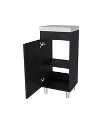 Fm Furniture Oracle Bathroom Vanity, Single Door, Two Storage Shelves, Wengue Finish