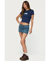 Edikted Women's Ziggie Tie Front Denim Mini Skort