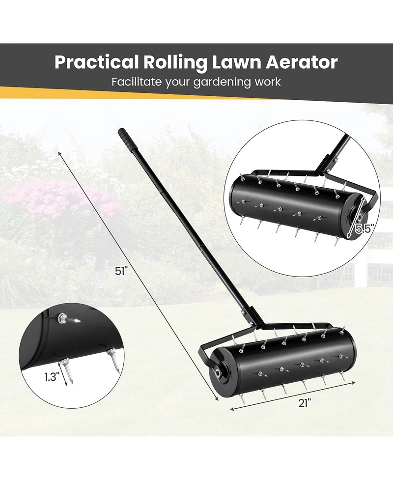 Gouun 21 Inch Manual Garden Aerator with Detachable Handle