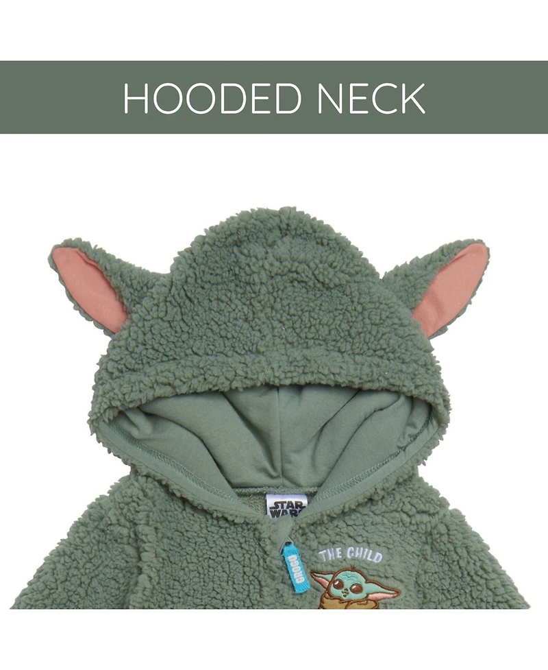 Star Wars Baby Boys The Mandalorian Grogu Cozy Sherpa Zip Up Cosplay Coverall