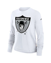 Nike Women's White Las Vegas Raiders Large Logo Cropped Long Sleeve Fashion T-Shirt
