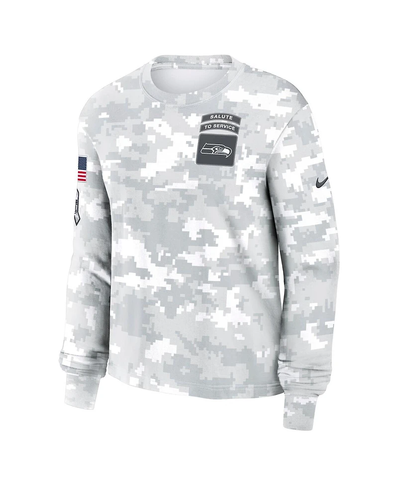 Nike Women's Arctic Camo Seattle Seahawks 2024 Salute to Service Performance Long Sleeve T-Shirt