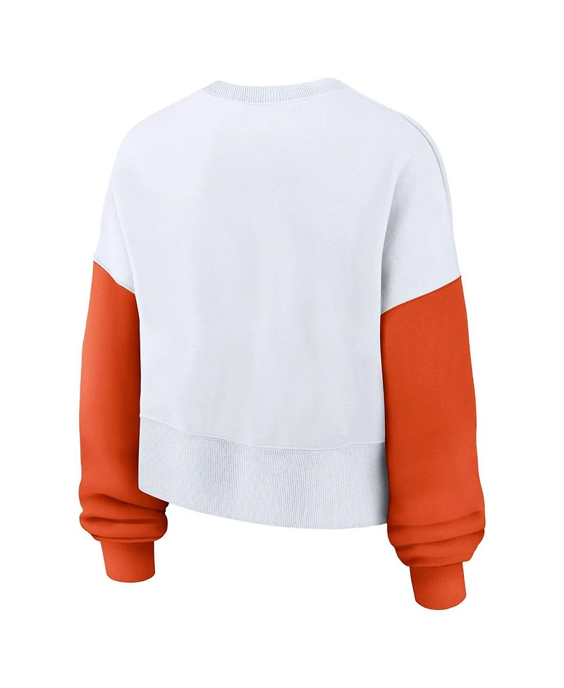 Nike Women's White Clemson Tigers Oversized Color Block Pullover Sweatshirt