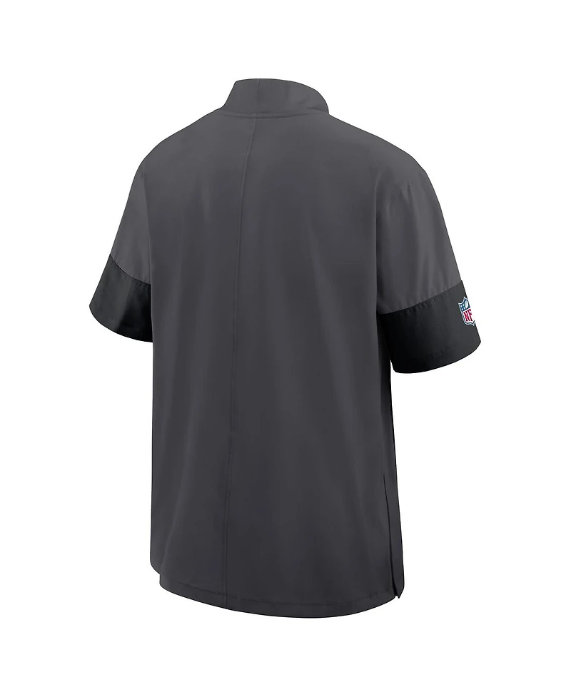 Nike Men's Charcoal Cleveland Browns Sideline Short Sleeve Quarter-Zip Performance Coach Jacket