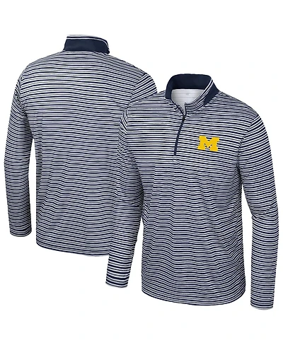 Colosseum Men's Navy Michigan Wolverines Striped Quarter-Zip Sweatshirt