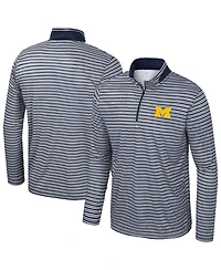 Colosseum Men's Navy Michigan Wolverines Striped Quarter-Zip Sweatshirt