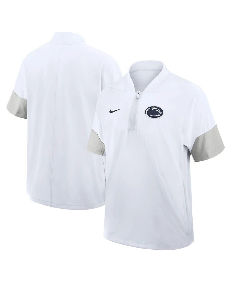 Nike Men's White Penn State Nittany Lions 2025 Sideline Short Sleeve Quarter-Zip Coach Jacket