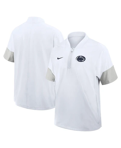Nike Men's White Penn State Nittany Lions 2025 Sideline Short Sleeve Quarter-Zip Coach Jacket