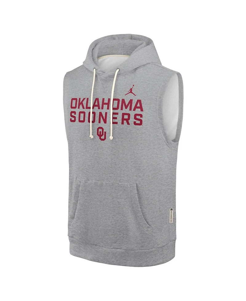 Jordan Men's Heather Gray Oklahoma Sooners 2025 Sideline Performance Sleeveless Pullover Hoodie
