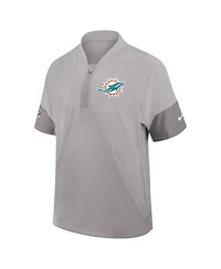 Nike Men's Gray Miami Dolphins Sideline Short Sleeve Quarter-Zip Performance Coach Jacket