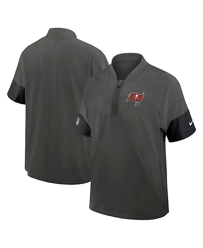 Nike Men's Pewter Tampa Bay Buccaneers Sideline Short Sleeve Quarter-Zip Performance Coach Jacket