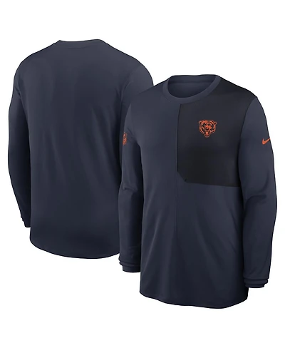 Nike Men's Navy Chicago Bears Sideline Coach Uv Performance Long Sleeve T-Shirt