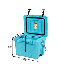16 Quart 24-Can Capacity Portable Insulated Ice Cooler with 2 Cup Holders