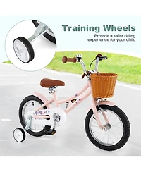 Mecale 14 Inch Kids Bike Retro Bicycle with Adjustable Height and Basket for Ages 3-8 Years Old