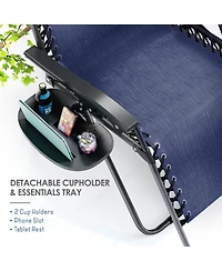 Outdoor Patio Zero Gravity Chairs Set of 4 - Reclining Lounge with Pillows & Cup Holders