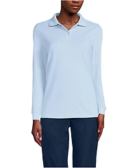 Lands' End Women's School Uniform Long Sleeve Mesh Polo Shirt