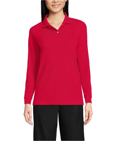 Lands' End Women's School Uniform Long Sleeve Mesh Polo Shirt