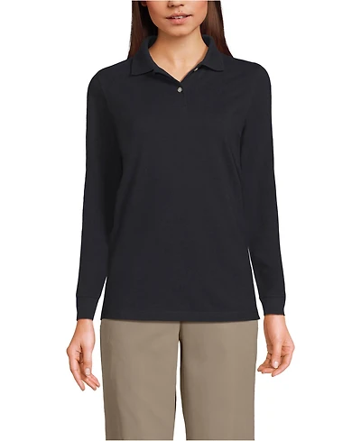 Lands' End Women's School Uniform Long Sleeve Mesh Polo Shirt