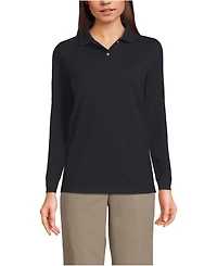 Lands' End Women's School Uniform Long Sleeve Mesh Polo Shirt