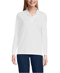 Lands' End Women's School Uniform Long Sleeve Mesh Polo Shirt