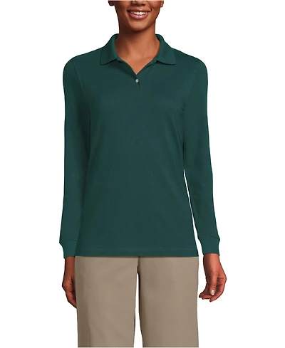 Lands' End Women's School Uniform Long Sleeve Mesh Polo Shirt