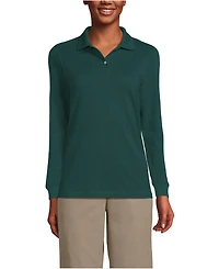 Lands' End Women's School Uniform Long Sleeve Mesh Polo Shirt