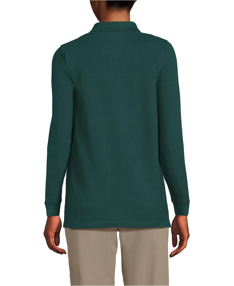 Lands' End Women's School Uniform Long Sleeve Mesh Polo Shirt