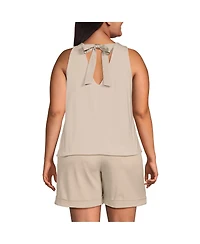 Lands' End Plus Lightweight Jersey Blouson Vneck Tank
