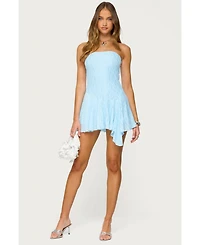 Edikted Women's Elaia Asymmetric Strapless Lace Mini Dress