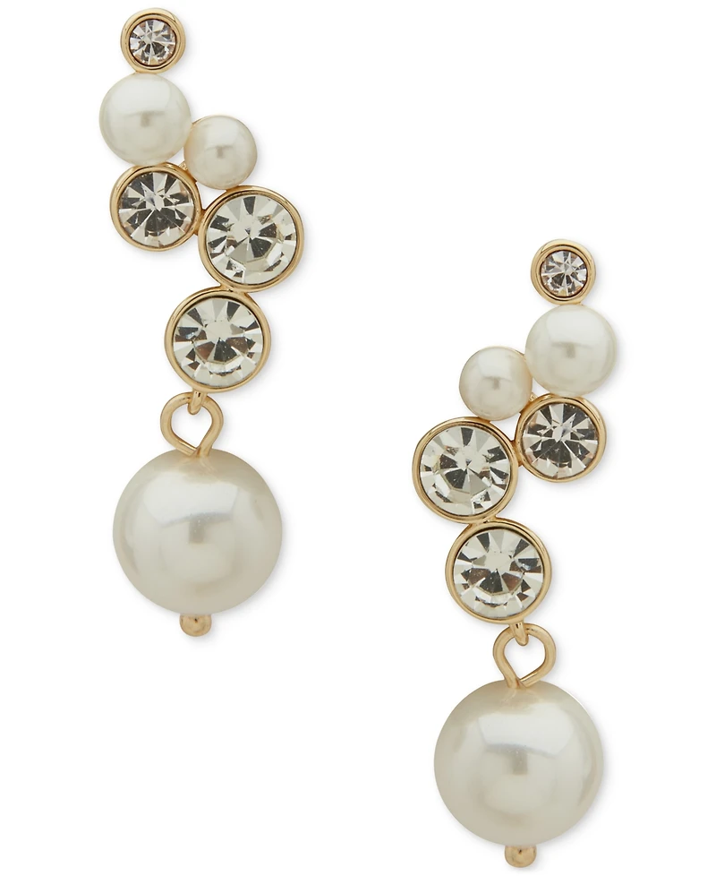 Emily in Paris Gold-Tone Crystal & Imitation Pearl Climber Earrings