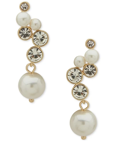 Emily in Paris Gold-Tone Crystal & Imitation Pearl Climber Earrings