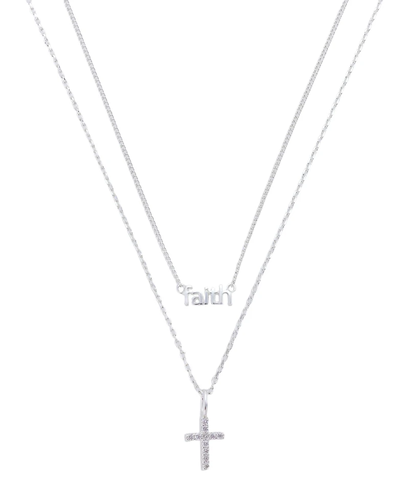 Unwritten Cubic Zirconia Faith Duo Necklace Set