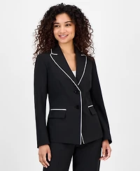 Le Suit Women's Piping-Trim Two-Button Pantsuit