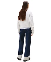 Tommy Jeans Women's Varsity V-Neck Long-Sleeve Logo Sweater