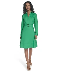 Calvin Klein Women's V-Neck Long-Sleeve A-Line Dress