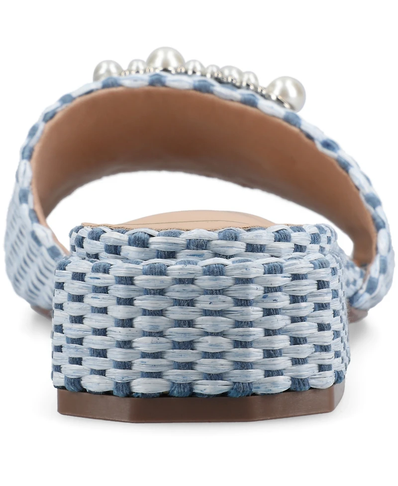 Journee Collection Women's Justina Ornamented Raffia Slide Sandals