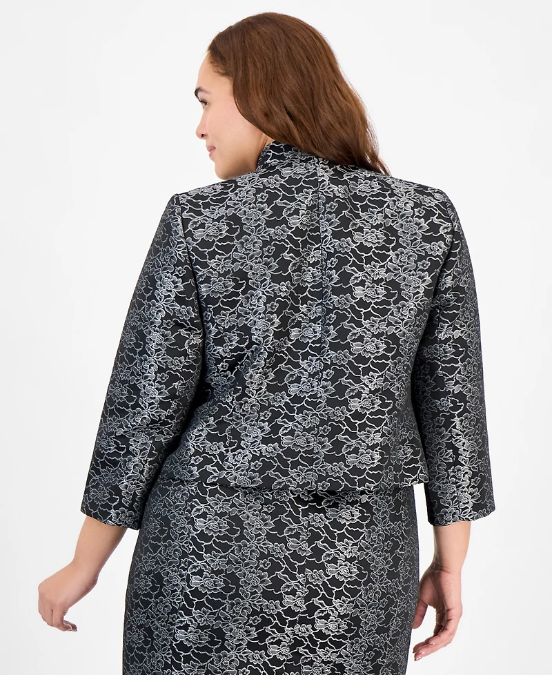 Le Suit Plus Floral Jacquard Sleeveless Sheath Dress