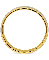 Men's Polished & Brush Textured Finish Wedding Band 14k Two-Tone Gold