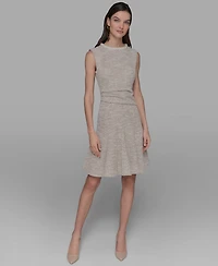 Karl Lagerfeld Paris Women's Stretch Textured Knit Tweed A-Line Dress