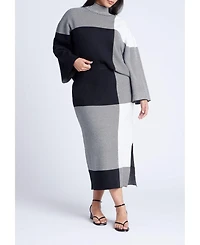 Eloquii Women's Mock Neck Intarsia Sweater