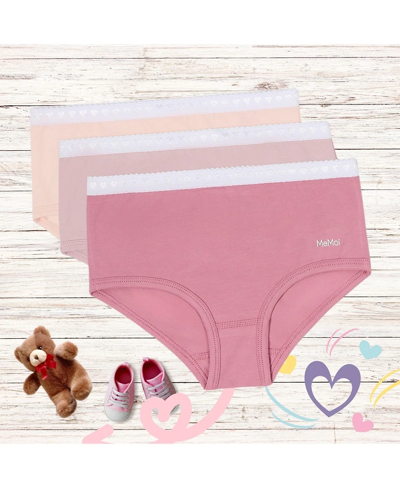 MeMoi Big Girls 3 Pair Pack Solid Chromatic Rose Briefs