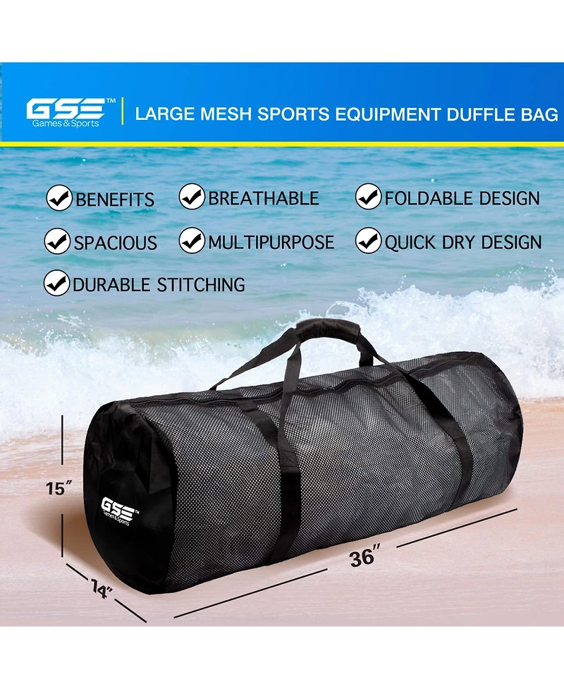 Gse Games & Sports Expert Large Mesh Equipment Duffel Bag, Scuba Bag with Zipper for Diving Equipment