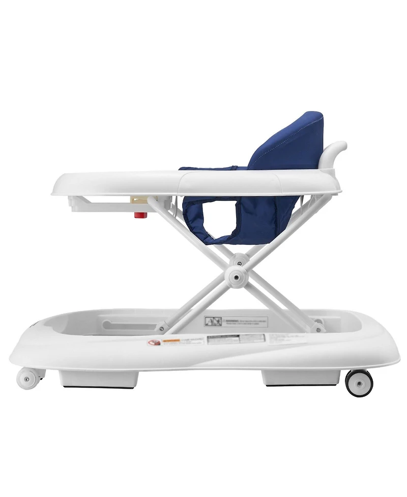 Slickblue Kids Anti-Rollover Foldable Baby Walker with Adjustable Height Wheels and Feeding Tray