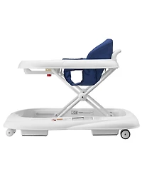 Slickblue Kids Anti-Rollover Foldable Baby Walker with Adjustable Height Wheels and Feeding Tray