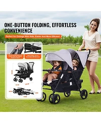 Slickblue Toddler Foldable Double Stroller Lightweight Twin Tandem Stroller for Infants and Toddlers