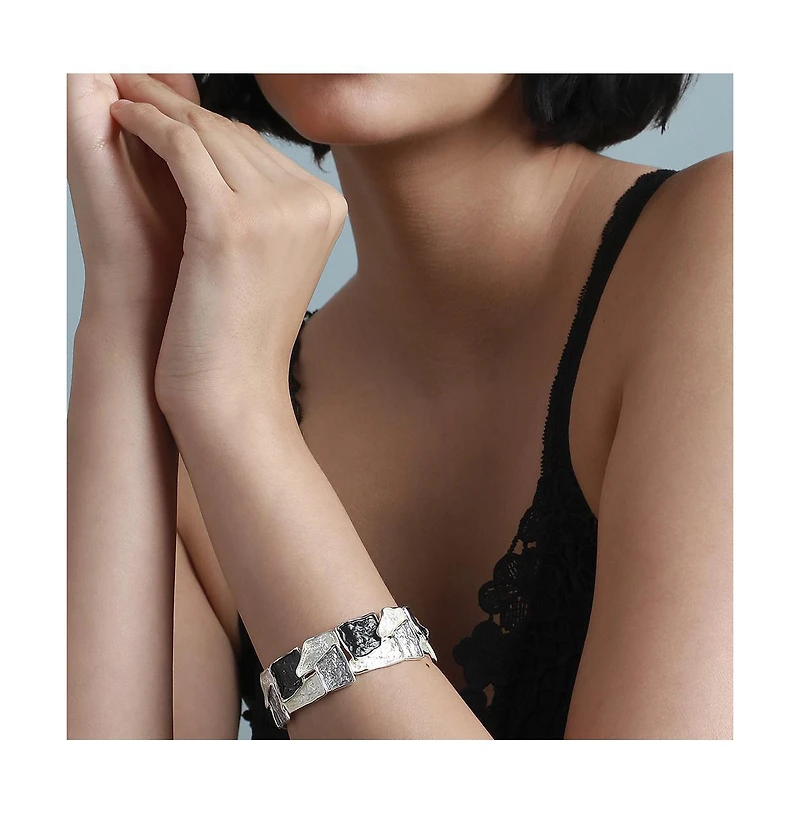 Sohi Metallic Textured Bangle Bracelet