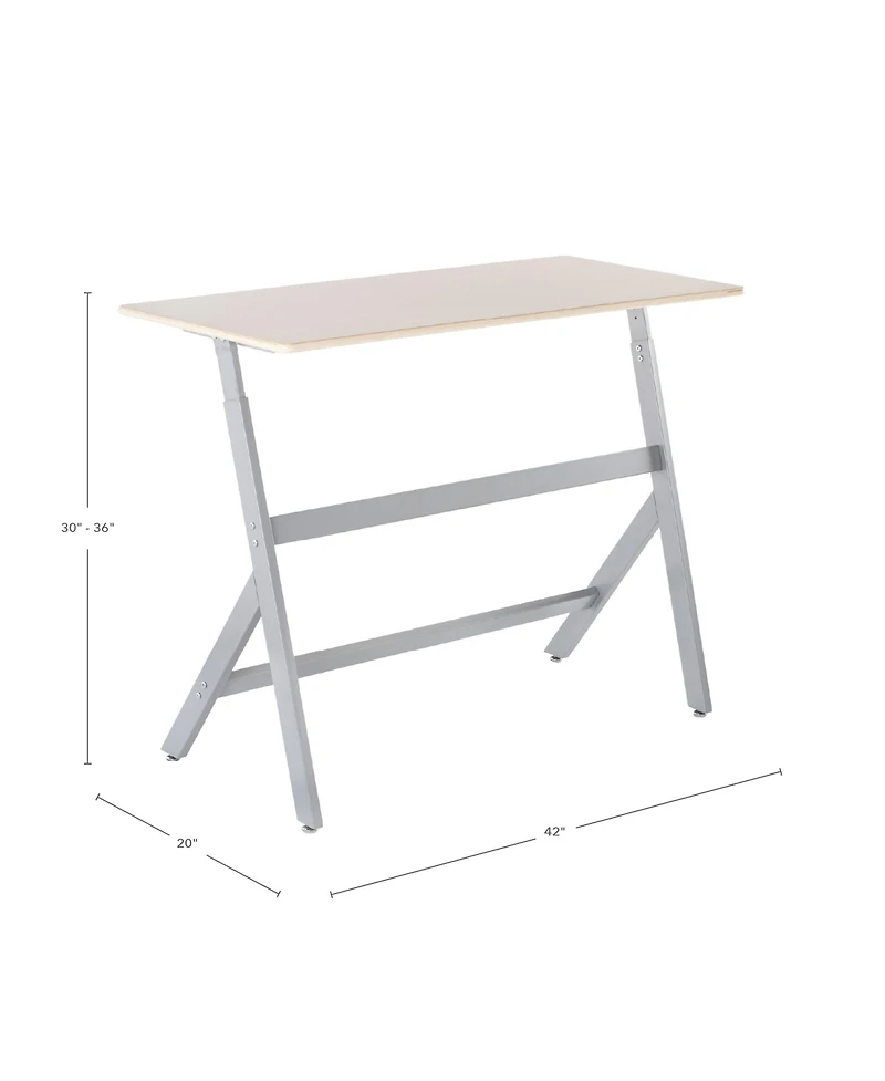Guidecraft Standing Collaboration Desk for Kids and Adults: Adjustable Height Birch Plywood Table with Metal Legs for Home, Office, Classrooms and Mor
