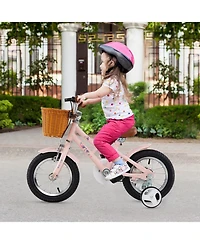 12 Inch Kids Bike Retro Bicycle with Adjustable Height and Basket for Ages 3-8 Years Old